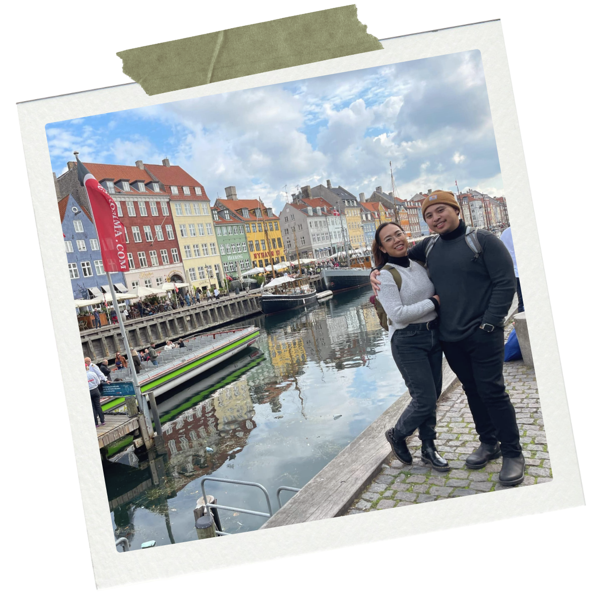 Jyselle and Kyle at the Nyhavn canal in Copenhagen